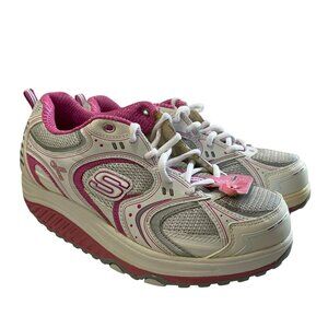 Skechers Shape Ups Breast Cancer Pink White Toning Walking Sneakers 7.5 New